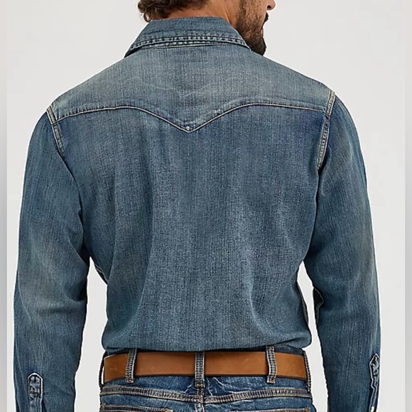 WRANGLER 🍁 Denim Snap Front Western Shirt LT - Picture 10 of 12